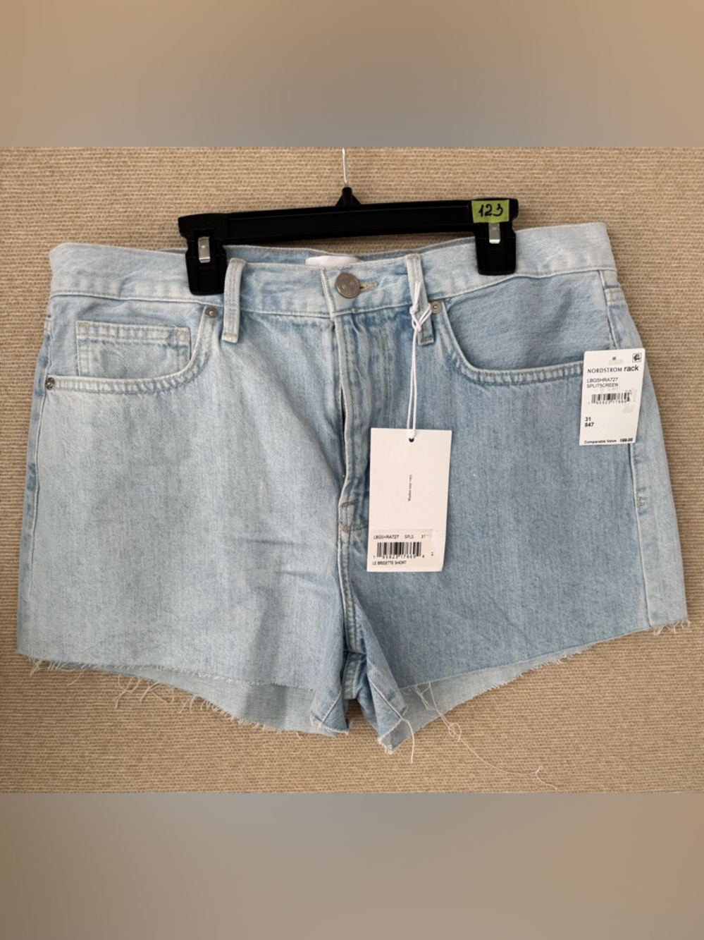 Frame Denim Light Wash Raw-Hem Jean Shorts